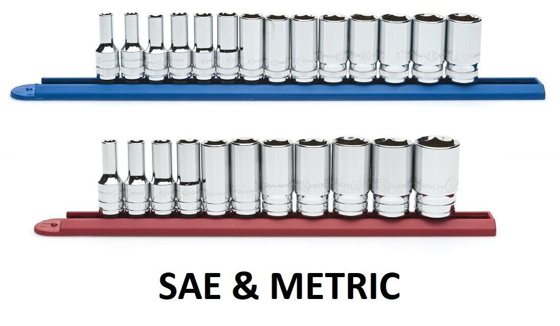 GearWrench 3/8" Drive 6 Point SAE & METRIC Mid Length Socket Set 80554S 80555S