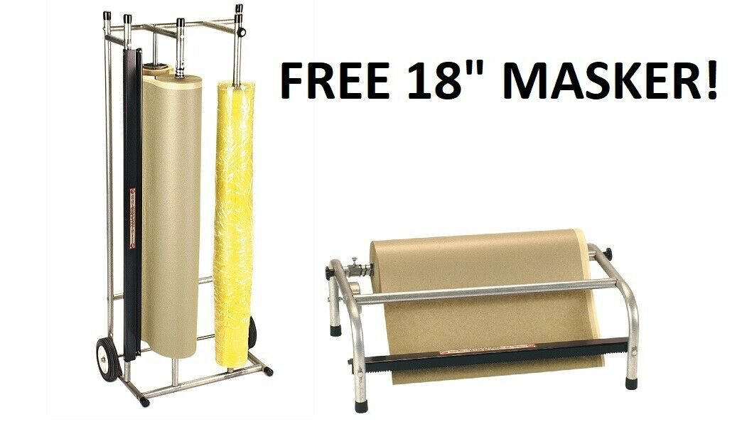 Keysco 36" 2 Roll Vertical Paper Masker With Free 18" Portable Masking Machine