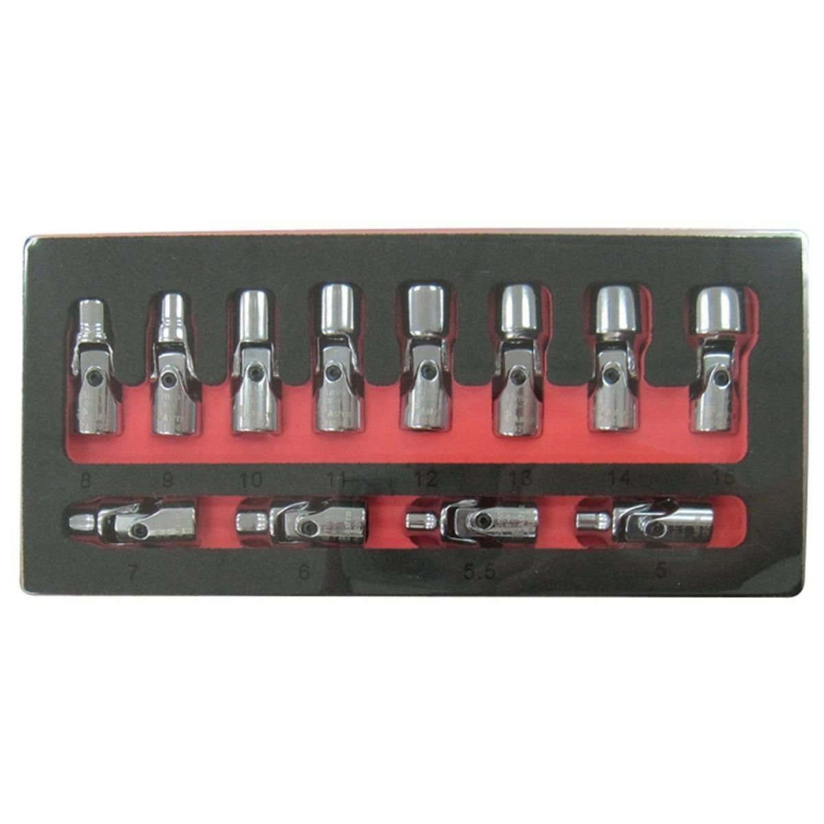 Astro Pneumatic 7412 1/4" Drive 12 Piece Metric Flex Socket Set 6 Point