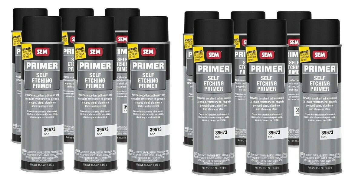 SEM 39673 Black Self Etching Primer Aerosol 15.5 oz (CASE OF 12)
