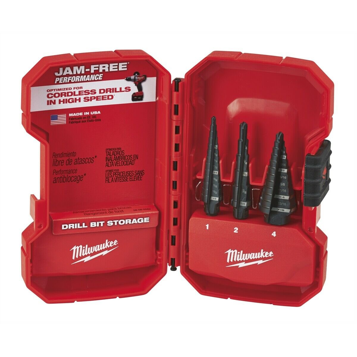MILWAUKEE 48-89-9221 HSS Step Drill Bit Set 1/8-7/8", 3 pcs