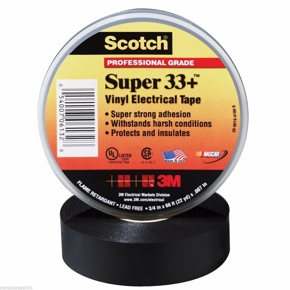 3M 6133 Scotch Vinyl Plastic Electrical Tape Super 33 Plus 3/4" x 52' Pack Of 10