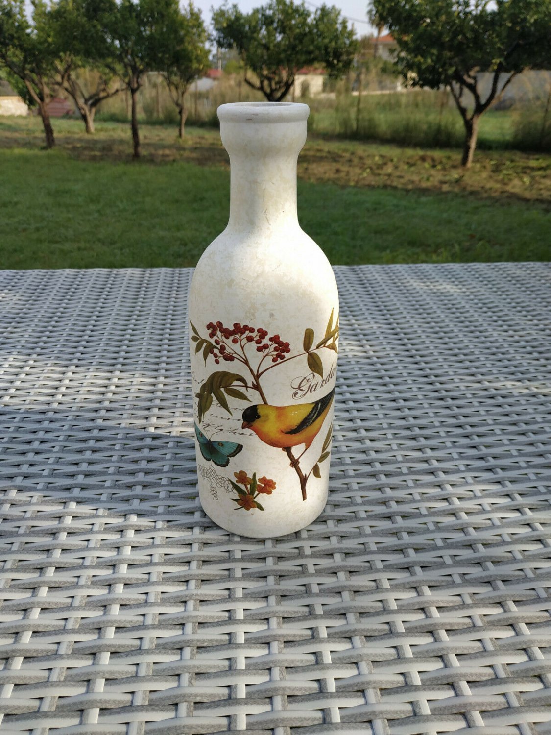 Flower Vase Artistic Art with Nature Theme Ceramic Painted Vase-Tree Bird