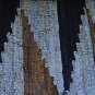 Leather Rug Blue Brown Beige Geometric Fireplace Sparks Resistant and Protection