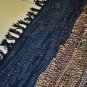 Leather Rug Blue Brown Beige Geometric Fireplace Sparks Resistant and Protection