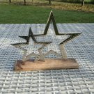 Wooden Metal Boat with Gold Stars Christmas Handmade Nautical Decor Sailboat Kid