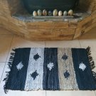 Leather Rug Blue White Color Fireplace Sparks Resistant and Protection