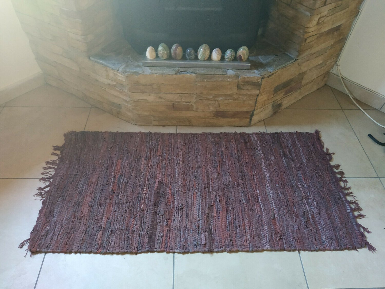 Leather Rug Red Fireplace Sparks Resistant and Protection