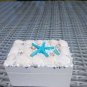 Nautical Box Handmade Wooden White Blue with Starfish and shells Nautical Decor