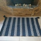 Cotton Rug Area Rug Handmade Recycled Blue White Geometric Washable Rug