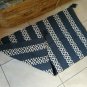 Cotton Rug Area Rug Handmade Recycled Blue White Geometric Washable Rug
