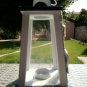 Nautical Lantern Handmade Wooden White Blue with Net and Fishes Nautical Decor
