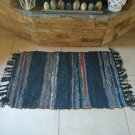 Leather Rug Striped Black Gray Mat Fireplace Sparks Resistant and Protection