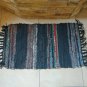 Leather Rug Striped Black Gray Mat Fireplace Sparks Resistant and Protection