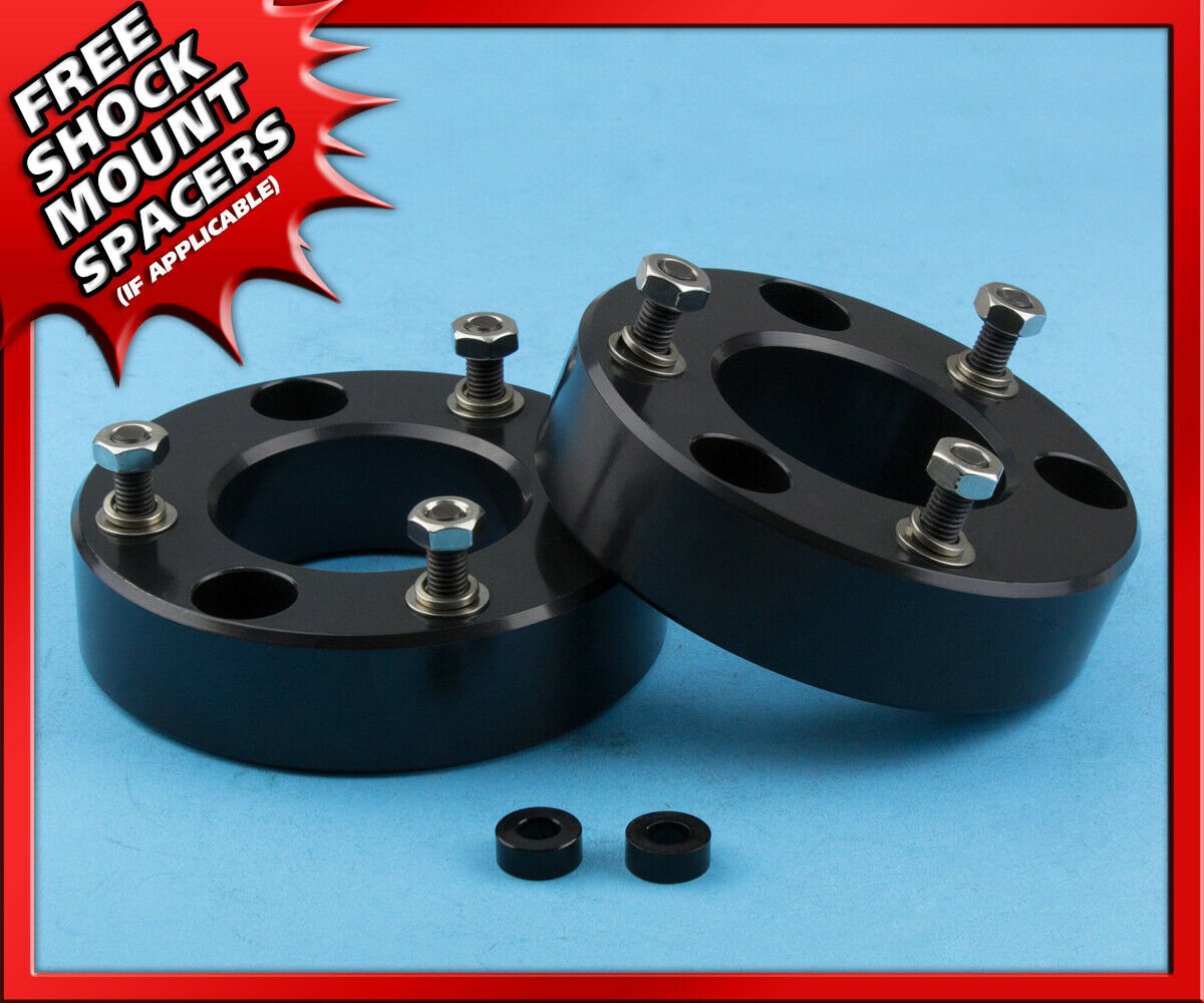 2" Front Strut Spacer Lift Kit T6 Billet 07-19 Chevy Tahoe 1500 2WD 4WD Black