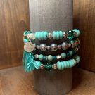 4 stack crystal turquoise bracelet