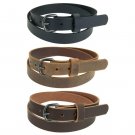 Buffalo Leather Belt for Jeans_1" wide_Matte Black Finish Buckle_Amish Handmade