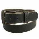 Men's Buffalo Leather Belt 1 1/2" Wide Accent Stitched_Vintage Gray Amish Made