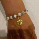 White Howlite Gemstone Bead Bracelet with removeable Sand Dollar Charm.