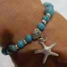 Turquoise Howlite Bead Bracelet with Starfish charm