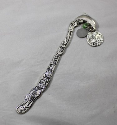 Sand Dollar Nautical Theme Bookmark .  Handmade with charm and your choice of birth stone gem.