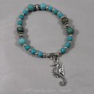 Turquoise Howlite Bead Bracelet with Seahorse charm