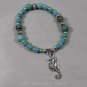 Turquoise Howlite Bead Bracelet with Seahorse charm