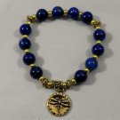 Lapis Lazuli Bead bracelet with Dragonfly charm