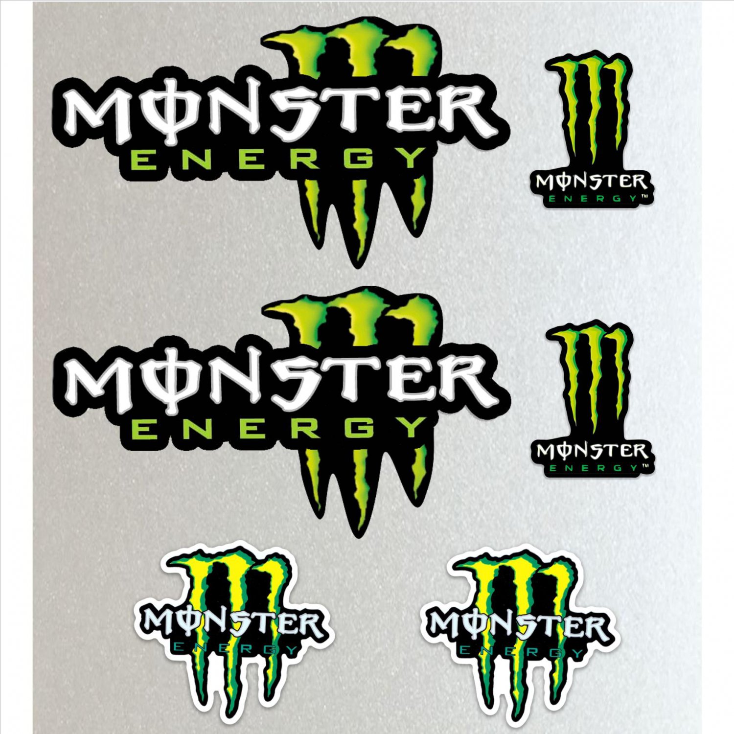 Monster Energy Callout Long (Custom) Racing Sticker Set X 6 Bike, Car, Yamaha, Kawaskai, KTM, Moto