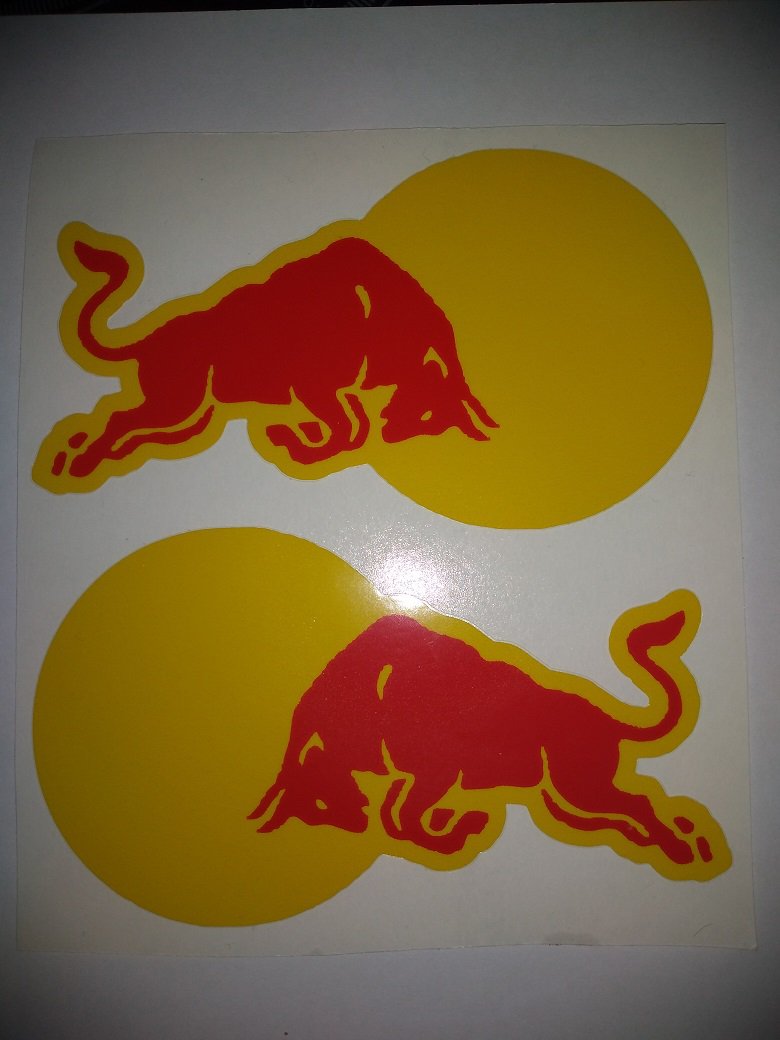 Red Bull Motor Bike, Car Moto Boards Helmet Stickers Set x 6 12cm White