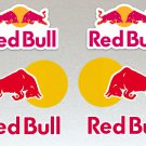 Red Bull Large 15cm Leaping Bulls / White Background Logo Motor Bike, Car Helmet Stickers Set x 6