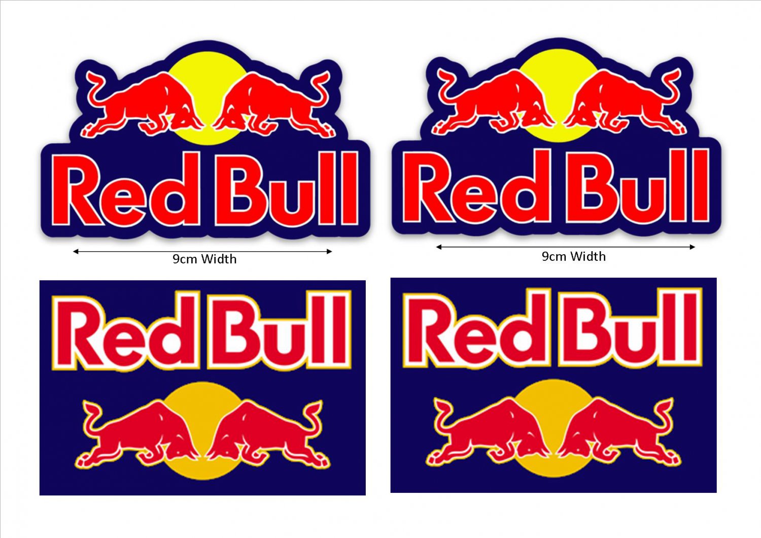 Red Bull Motor Bike Car Moto Kart Helmet Stickers Set Blue Background