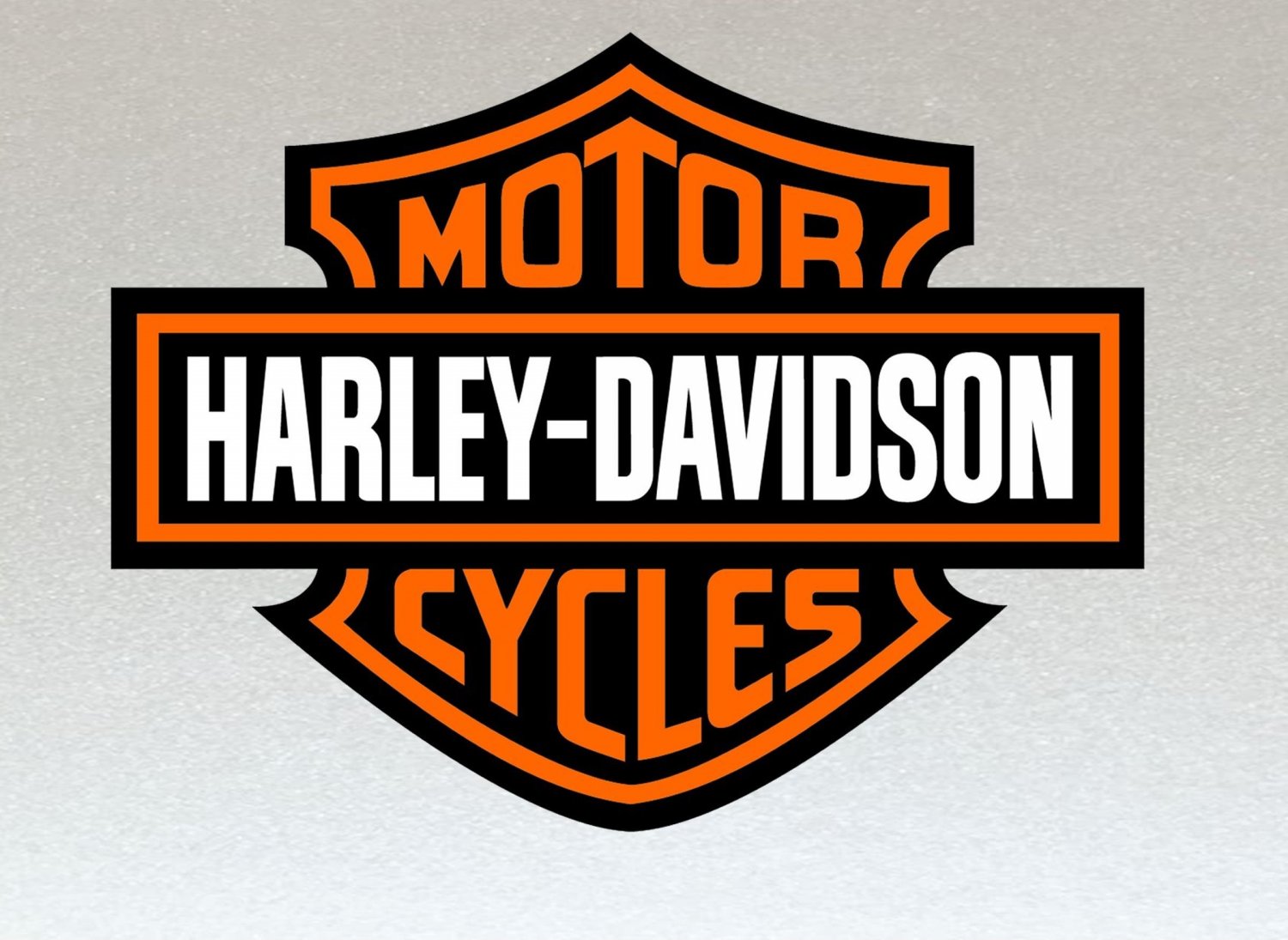 Harley Davidson Orange, Black and White Logo Stickers x 2 Included (Laminated) Water Resistant 120mm