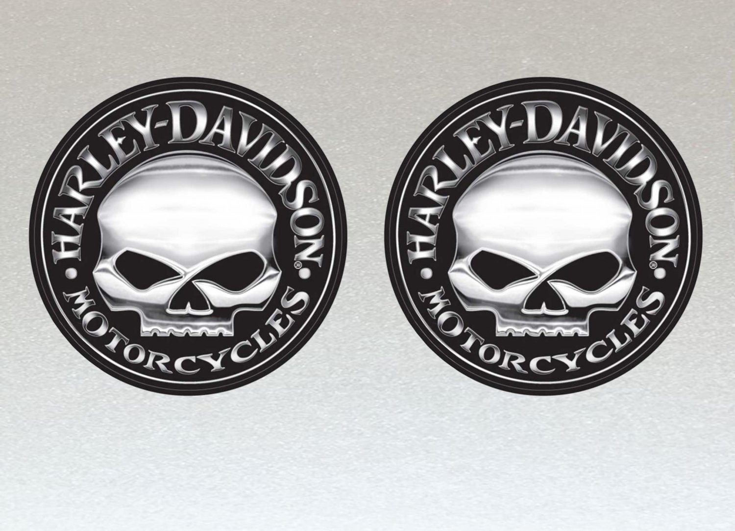 Harley Davidson Motorcycles Skull Stickers x 2 Included, (Laminated) Water Resistant 100mm Diameter