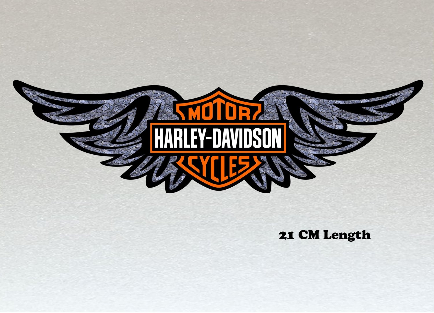 Harley Davidson Wings Large 210mm Orange, Black & White Logo Stickers x 2 Included, Laminated