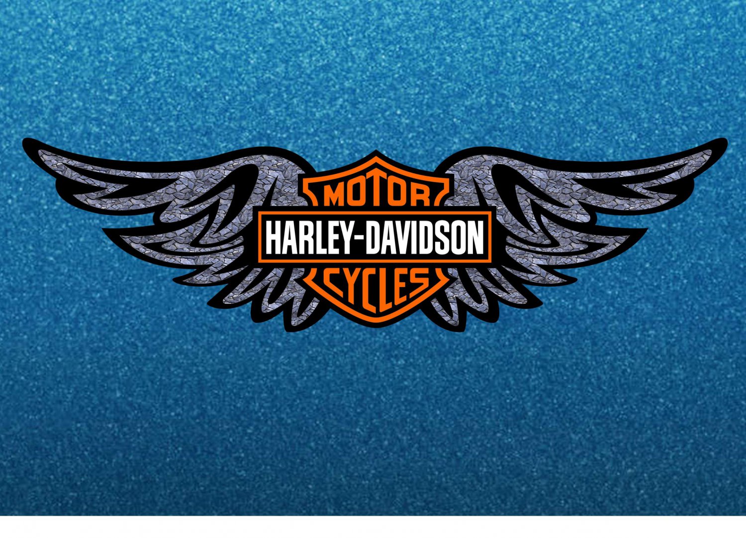 Harley Davidson Wings Large Orange, Black & White Logo Stickers X 2