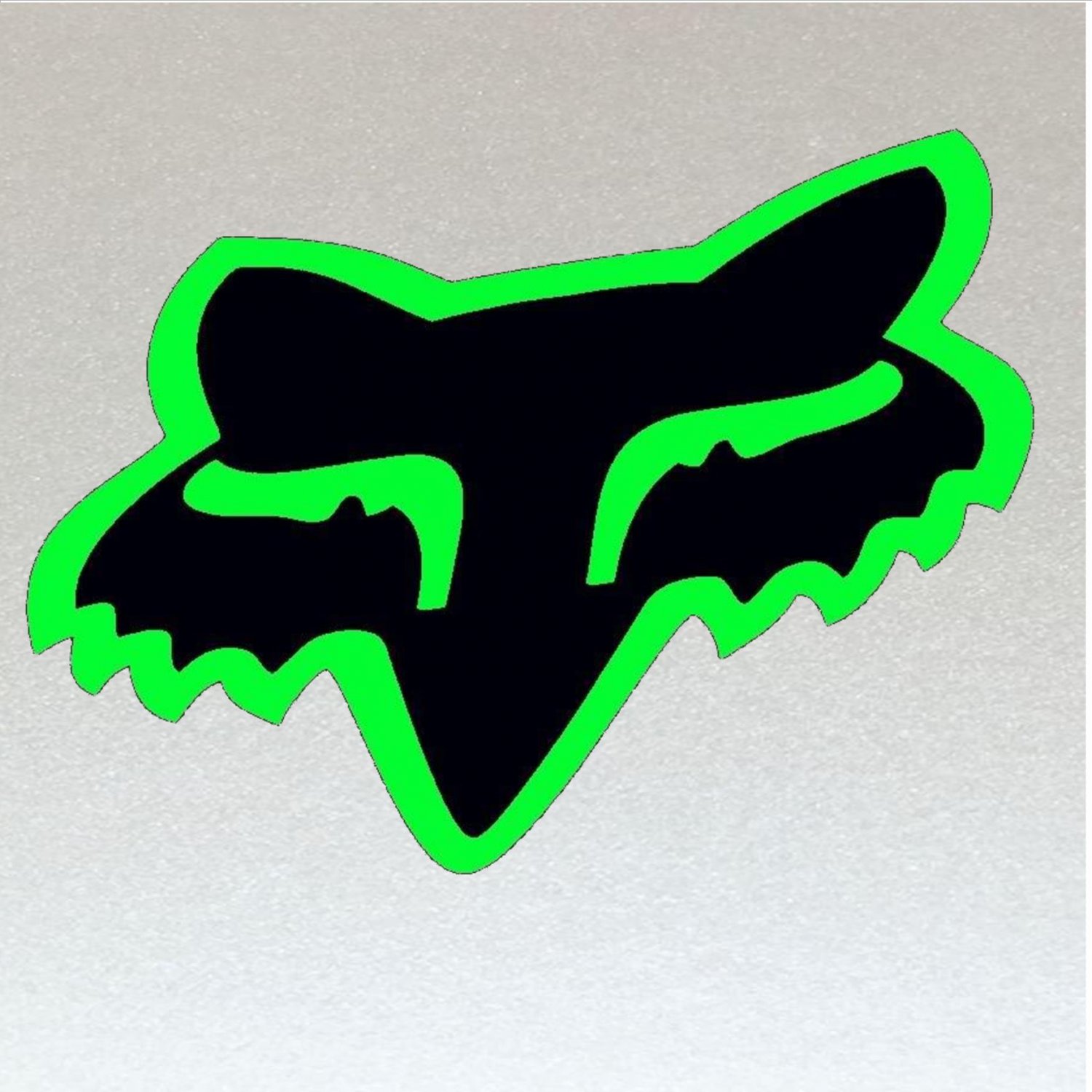 2 x Fox Racing Head, Green Outline & Black Fox Racing logo Stickers.