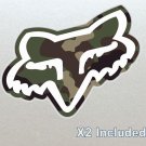 2 x Fox Racing Head, Camo Fox logo Stickers (Unique), Bikes Boards etc