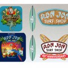 Ron Jon Surf Board Stickers Set X6 Water Resistant (60th Anniversary Cocoa Beach & Parrot)