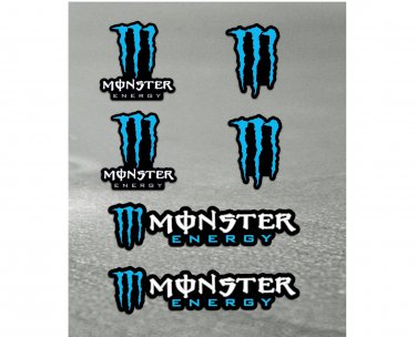 Monster Energy Blue Ultra Racing Bike, Car, Yamaha, Kawasaki, Boards,  Sticker Set X6