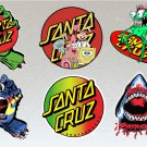 Santa Cruz Board V4 Stickers Set X6 Includes Spongebob, Rasta & Hands Unique Set