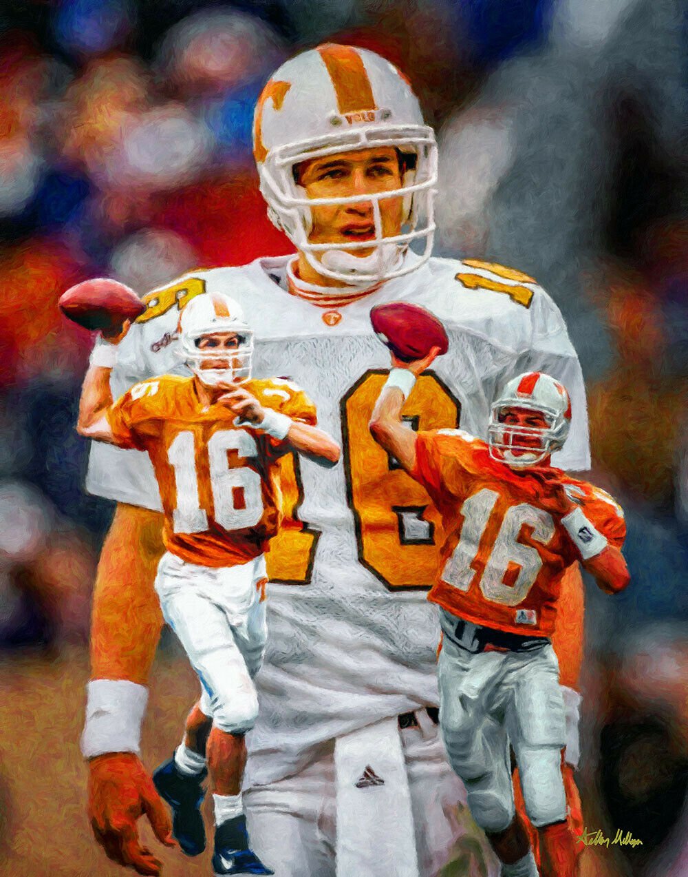 Peyton Manning Tennessee Volunteers UT Vols QB Quarterback Art 3 8x10 - 48x36