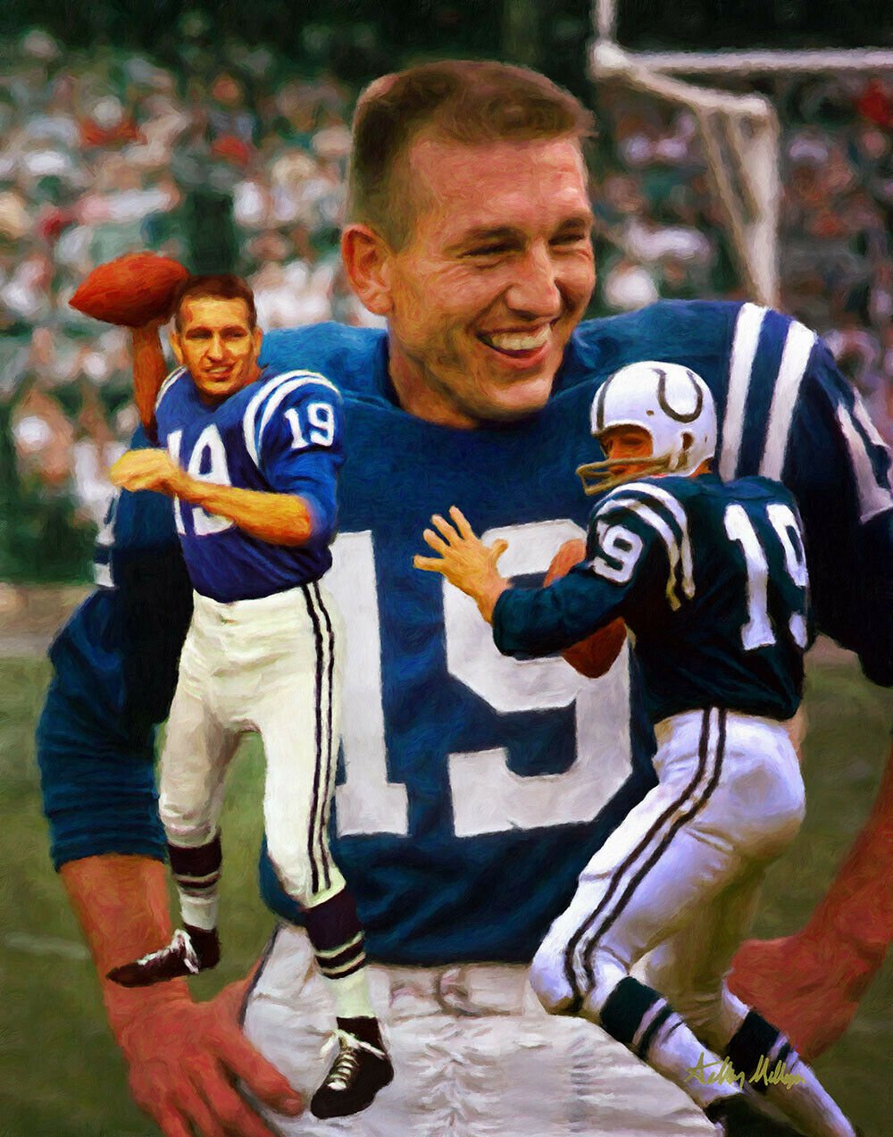 Johnny Unitas Baltimore Indianapolis Colts HOF QB Quarterback Art 1 8x10-48x36