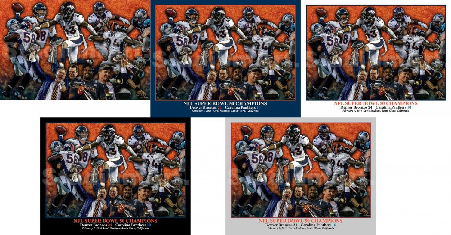 Denver Broncos Peyton Manning Super Bowl 50 Champions NFL Football Art CHOICES