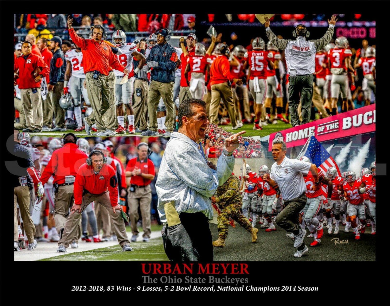 Urban Meyer Ohio State NCAA Football Buckeyes Art 01 CHOICES 8x10 - 48x36 Canvas