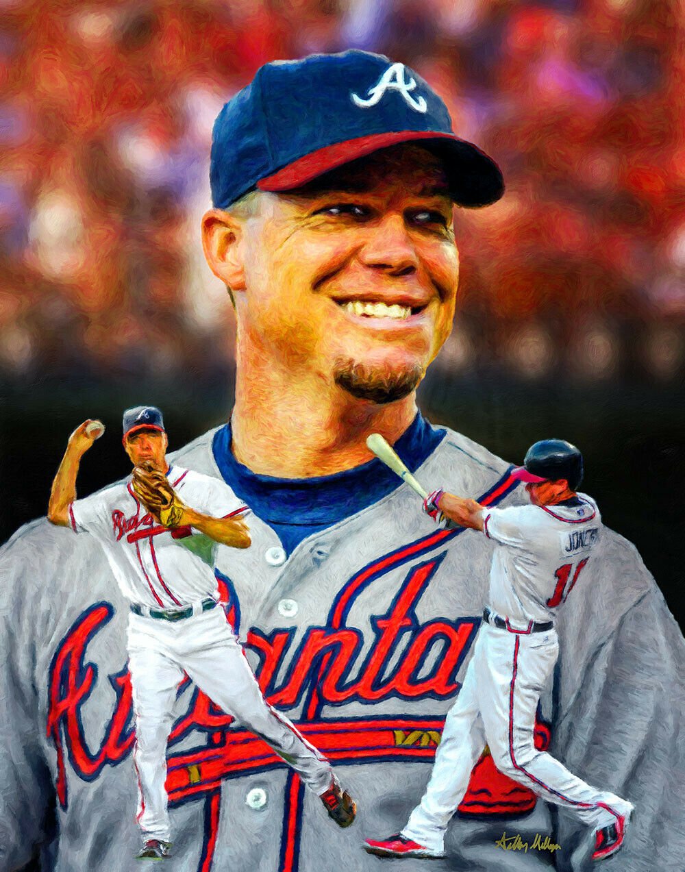Chipper Jones Atlanta Braves MLB Turner Field Baseball Stadium Art Print 3 11x14