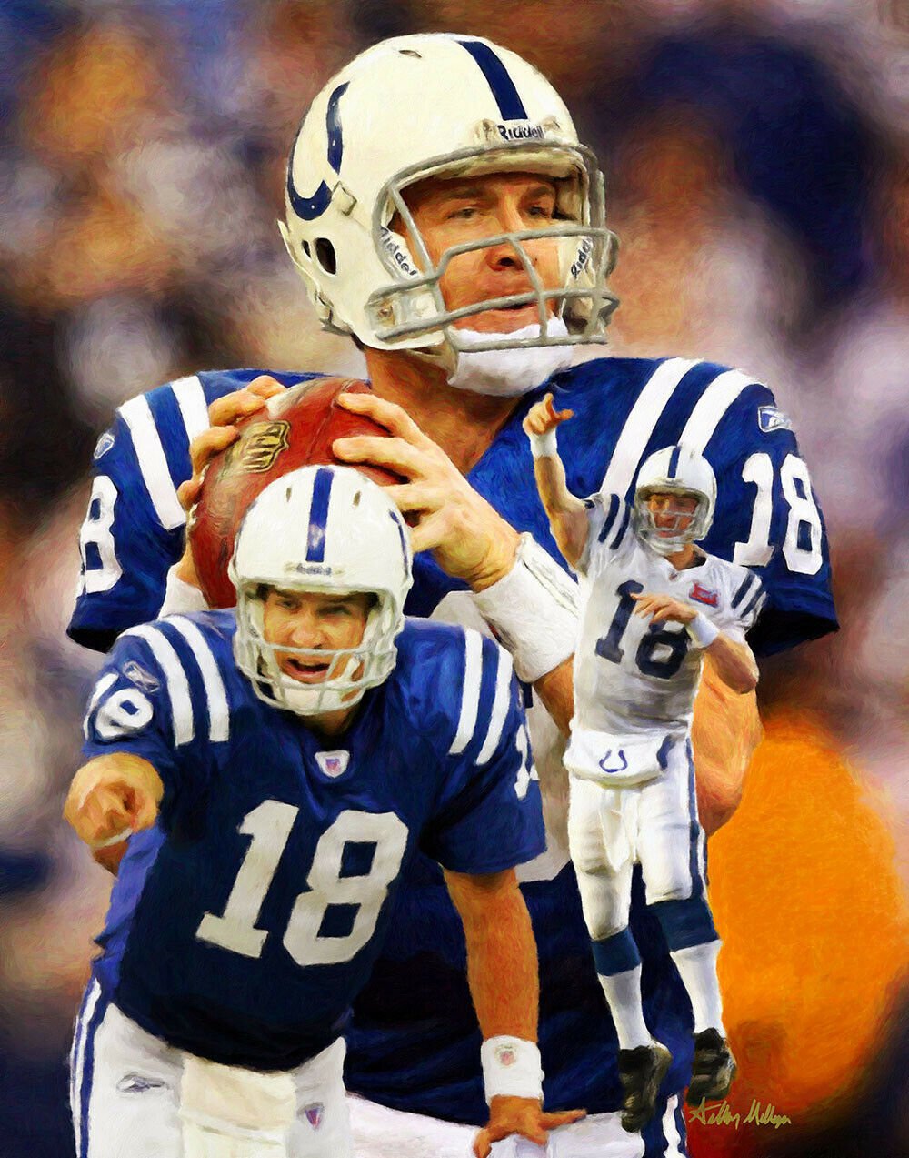 Peyton Manning Indianapolis Colts Super Bowl Champion QB Quarterback Art 3 8x10