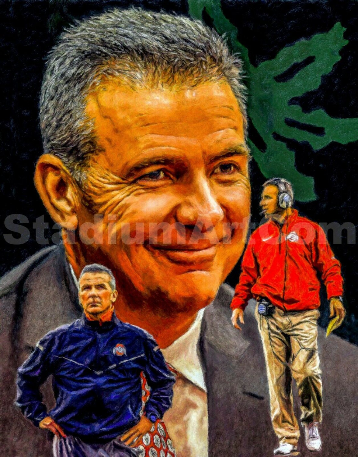 Urban Meyer Ohio State NCAA Football Buckeyes Art 05 CHOICES 8x10 - 48x36 Canvas