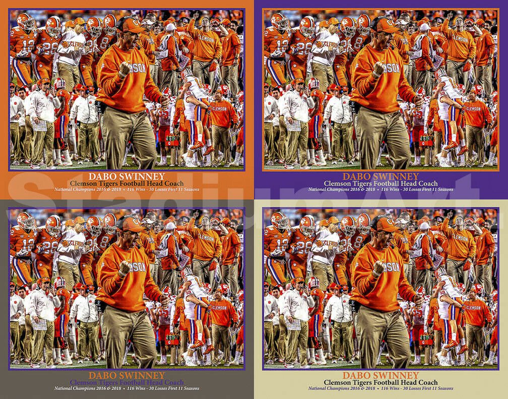 Dabo Swinney Clemson Tigers NCAA College Football Art  01 8x10 - 48x36