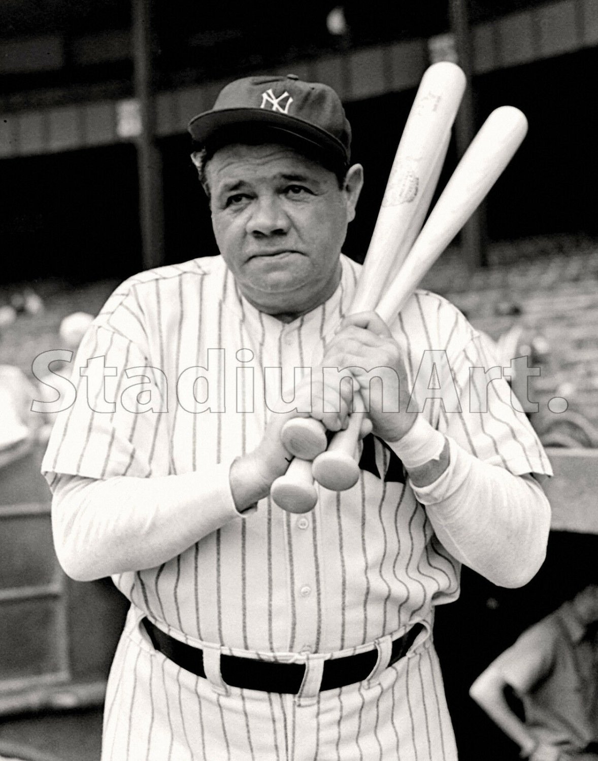 Babe Ruth NY New York Yankee MLB Baseball Photo 11"x14" Print Holding 2 Bats